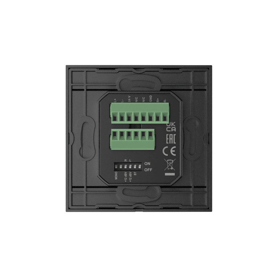  Audac Universeel wandpaneel - Microfoon-, lijn- & Bluetooth-ontvanger - 80 x 80 mm - WP225/B