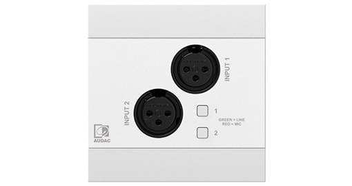 Audac - NWP220/W -Netwerkingangspaneel   2 x XLR + BT 4 CH   