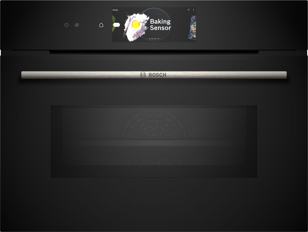 Four multifonction Bosch Series 8, Built-in compact oven with microwave function, 60 x 45 cm, Black, CMG778NB1