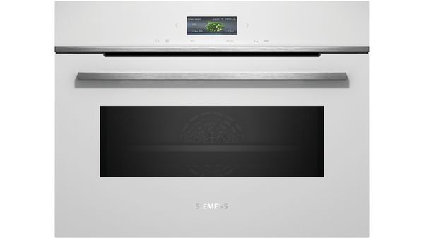 Four multifonction Siemens iQ700, Built-in compact oven with microwave function, 60 x 45 cm, White, CM724G1W1