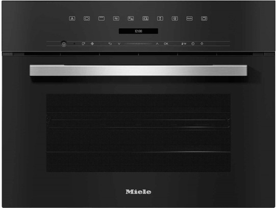 Miele H 7145 BM - Compacte oven met geintegreerde microgolfoven in elegant zwart design met automatische programmaaposs en gecombineerde functies