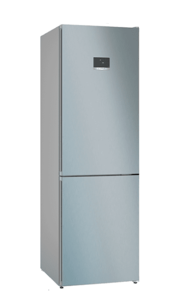 Réfrigérateur Combiné Bosch Réfrigérateur - pose-libre Serie 4 Bottom-Freezer NoFrost Réfrig. VitaFresh 218 l, surg. 103 l****, indoorelectronic, poignée horizontale intégrée, 186 x 60 x 66,5 cm Portes InoxLook D KGN367LDF